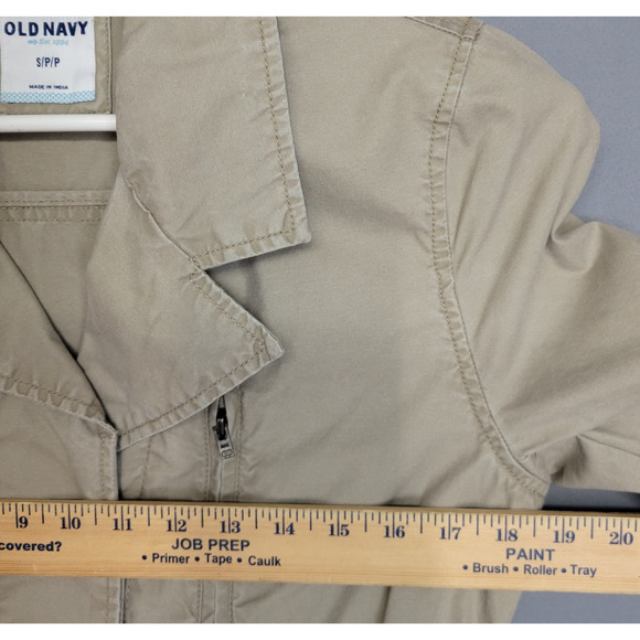 Old Navy Cargo Utility Field Jacket Womens S Tan Drawstring Waist Pockets Cotton - Picture 6 of 12